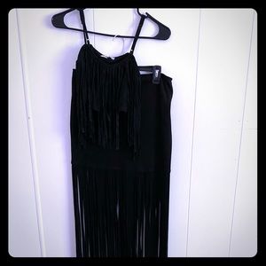 Boho chic black fringe two piece